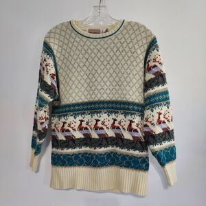 Vintage The Import Workshop Sweater Acrylic Blend Knit Fair Isle Crewneck Turkey